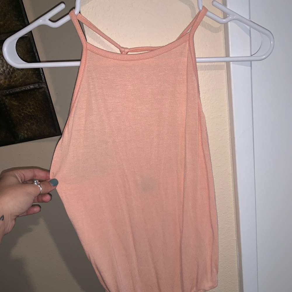 Peach spaghetti strap body suit